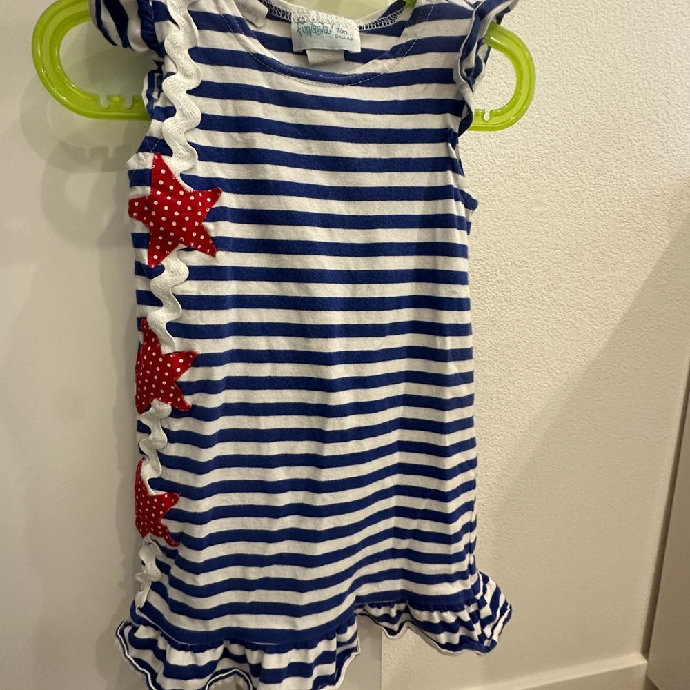 Nautical Striped Kids Dress with Red Star Details
